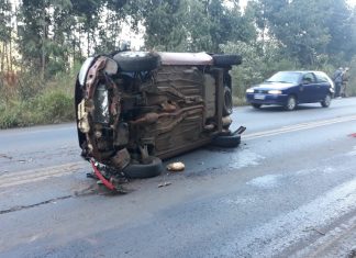 VÍDEO: Motorista capota carro no Contorno Viário em Chapecó
