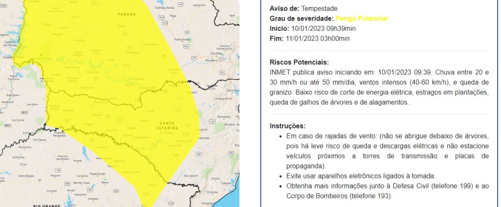 Situação se estende para o Rio Grande do Sul e Paraná, saiba mais sobre o comunicado:
