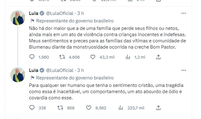 Políticos, autoridades e órgãos públicos lamentam ataque a creche