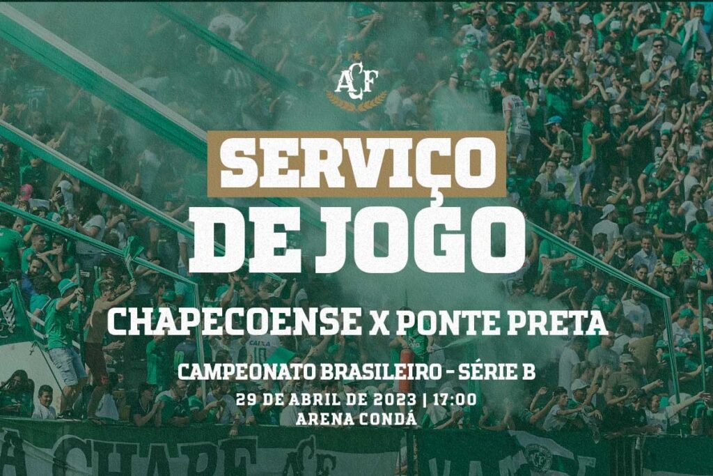 Chapecoense divulga o 'serviço de jogo' para a partida contra a Ponte Preta 