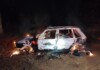 Carro é furtado e incendiado na BR-282 no Oeste de SC