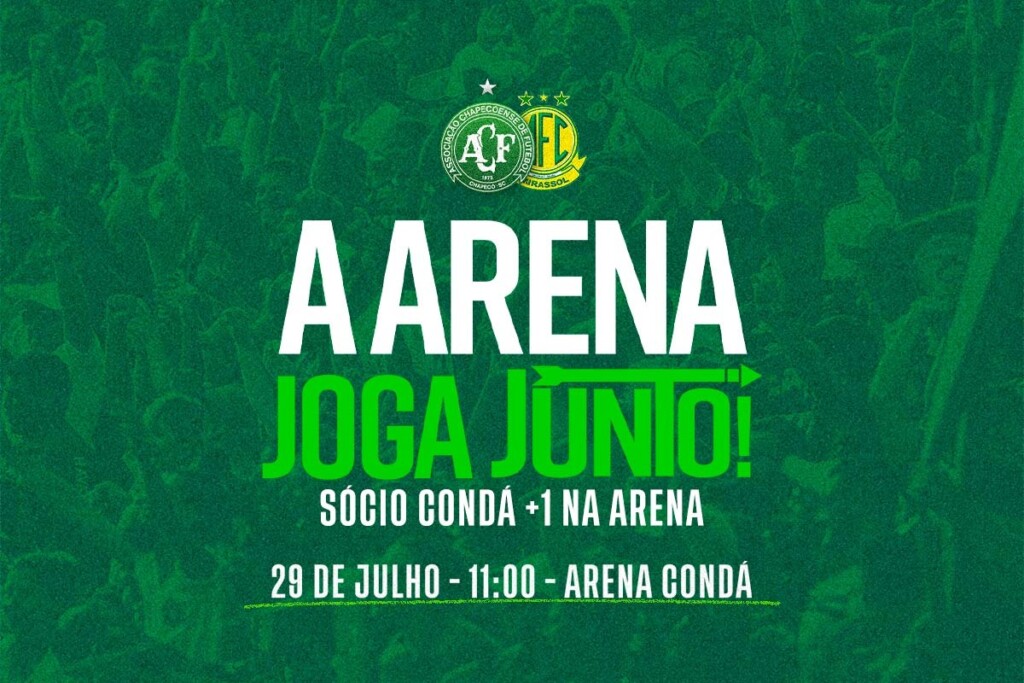 "A Arena Joga Junto!": Com promoção, Chape divulga informações sobre ingressos para a partida contra o Mirassol