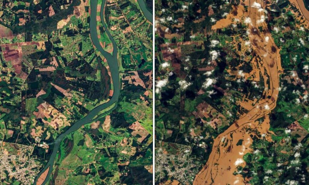 Imagens de satélite mostram alcance da destruição do ciclone no RS 