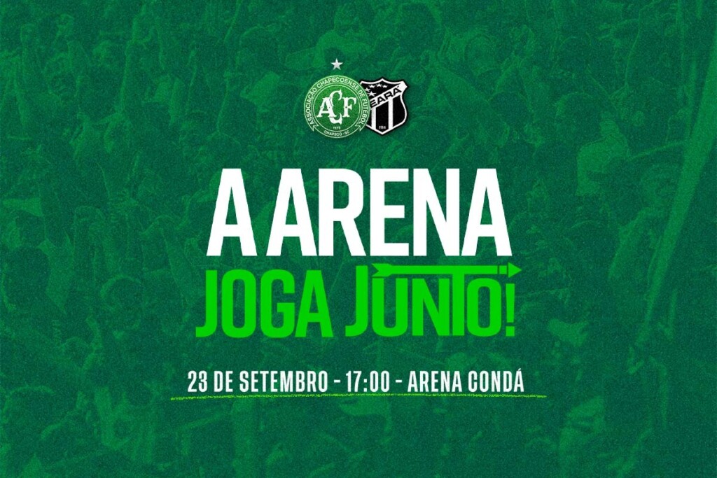 "A Arena joga junto!": Com promoção, Chape divulga informações sobre ingressos para a partida contra o Ceará
