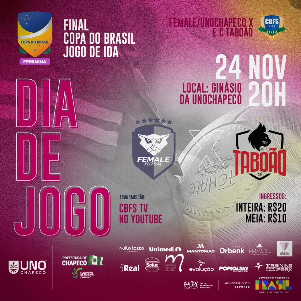 Grande decisão! Female Futsal joga primeira partida da final da Copa do Brasil em Chapecó