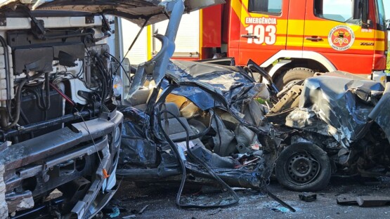 Homem Morre Após Violenta Colisão Entre Carro E Caminhões Na BR-282 ...