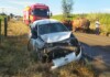 Jovem fica ferido após colisão entre carro e trator