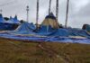 VÍDEO: Estrutura de circo desaba durante chuva intensa em Chapecó