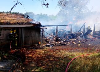 Queimada em vegetação se espalha e consome galpão de materiais no Oeste de SC