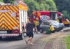 VÍDEO: Homem fica gravemente ferido após carro bater em poste em Chapecó