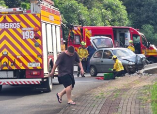 VÍDEO: Homem fica gravemente ferido após carro bater em poste em Chapecó