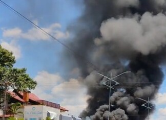 VÍDEO: Incêndio de grandes proporções atinge empresa no Oeste de SC