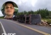 Identificado jovem de 25 anos que morreu após caminhão de Chapecó tombar no Oeste de SC