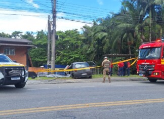 Jovem de 22 anos morre após carro sair da pista e colidir contra poste em Santa Catarina