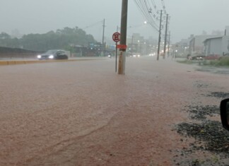 VÍDEO: Forte chuva provoca alagamentos em diversos bairros de Chapecó