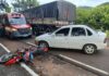 Motociclista sofre ferimento na cabeça após acidente no Oeste de SC