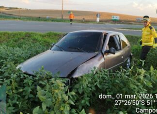 Carro sai da pista e deixa quatro feridos em rodovia do Oeste Catarinense