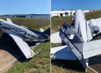 VÍDEO: Avião sai da pista e bate em barranco ao pousar em aeroporto; Assista o momento