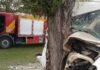 Caminhão colide contra árvore e deixa dois feridos no Oeste de SC