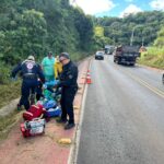 Detendo em trabalho externo é atropelado por caminhão e socorrido de helicóptero em Chapecó