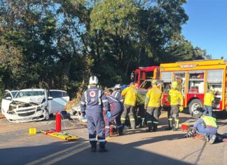 VÍDEO: Acidente com três carros deixa feridos na SC-480 em Chapecó