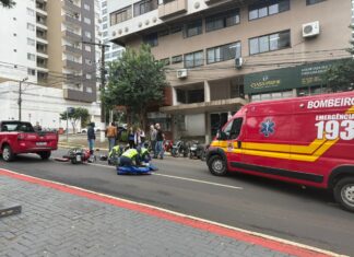 Motociclista fica ferido após colisão com carro em Chapecó