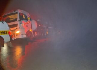 Saída de pista é registrada em rodovia em obras no Oeste catarinense