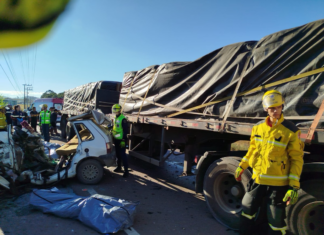 Nenhum sobrevivente: acidente entre carro e caminhão deixa cinco mortos
