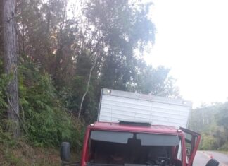 Colisão frontal entre carro e caminhão deixa um morto e um ferido em SC