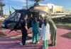 Vídeo: Criança de 1 ano com queimaduras graves é transferida de helicóptero para Chapecó