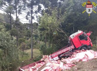 Saída de pista seguida de capotamento é registrada em Santa Catarina