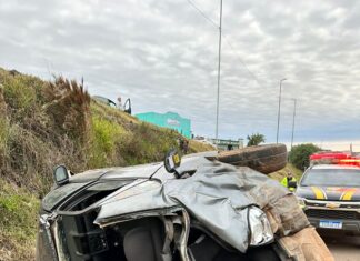 Homem fica ferido após capotamento na BR-282