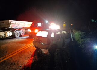 Colisão entre carro e caminhão deixa dois homens feridos em Rodovia de SC