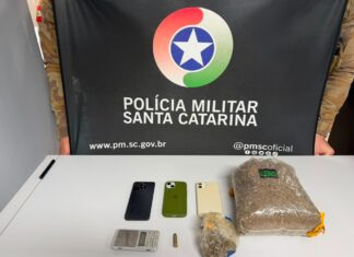 Polícia Militar prende três suspeitos e apreende mais de 800 gramas de maconha no Oeste Catarinense