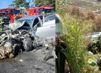 Colisão frontal na BR-470 deixa quatro feridos e motorista é resgatado de helicóptero em SC