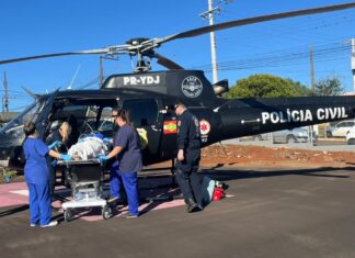 VÍDEO: Paciente com suspeita de AVC é transferido de helicóptero de Abelardo Luz para Chapecó