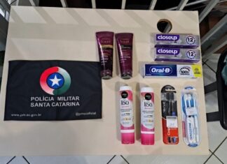 Polícia Militar recupera produtos furtados de farmácia e prende suspeito no Oeste Catarinense