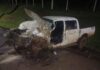 Caminhonete invade pista e bate em carreta na SC-350 em Caçador