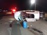 Homem fica ferido após carro sair da pista e capotar na BR-163 no Oeste Catarinense