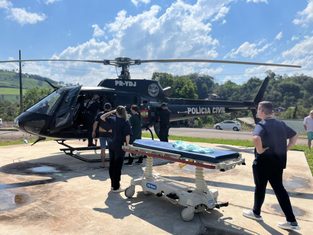Aeromédico realiza transferência de paciente de 77 anos entre hospitais no Oeste de SC