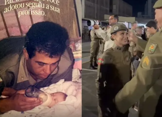 Filha adotiva segue os passos do pai e veste a farda da Polícia Militar de Santa Catarina