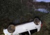 Carro sai da pista e capota na SC-154, em Passos Maia