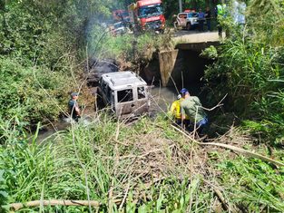 Homem morre após carro cair em rio e pegar fogo em SC