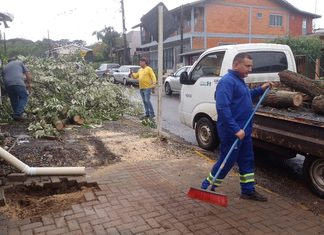 Vendaval com ventos de até 86 km/h causa estragos e mobiliza equipes em Chapecó