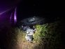 Colisão entre três veículos após frenagem para evitar bezerro termina com carro capotado na BR-470