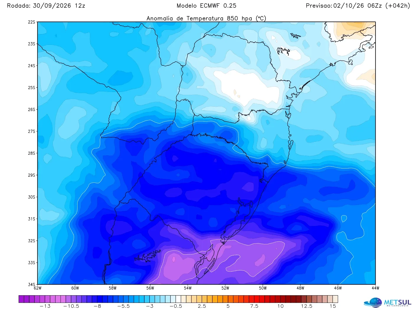 Mapa da massa de ar frio