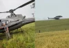 VÍDEO: Piloto percebe mudança no tempo e pousa helicóptero em lavoura antes de tempestade a caminho de Chapecó